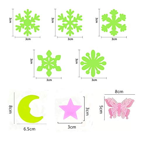 Bright Multicolor 307 Pcs Glow in Dark Stars,Moon,Snowflake and Butterfly Bright Multicolor 307 Pcs Glow in Dark Stars,Moon,Snowflake and Butterfly
